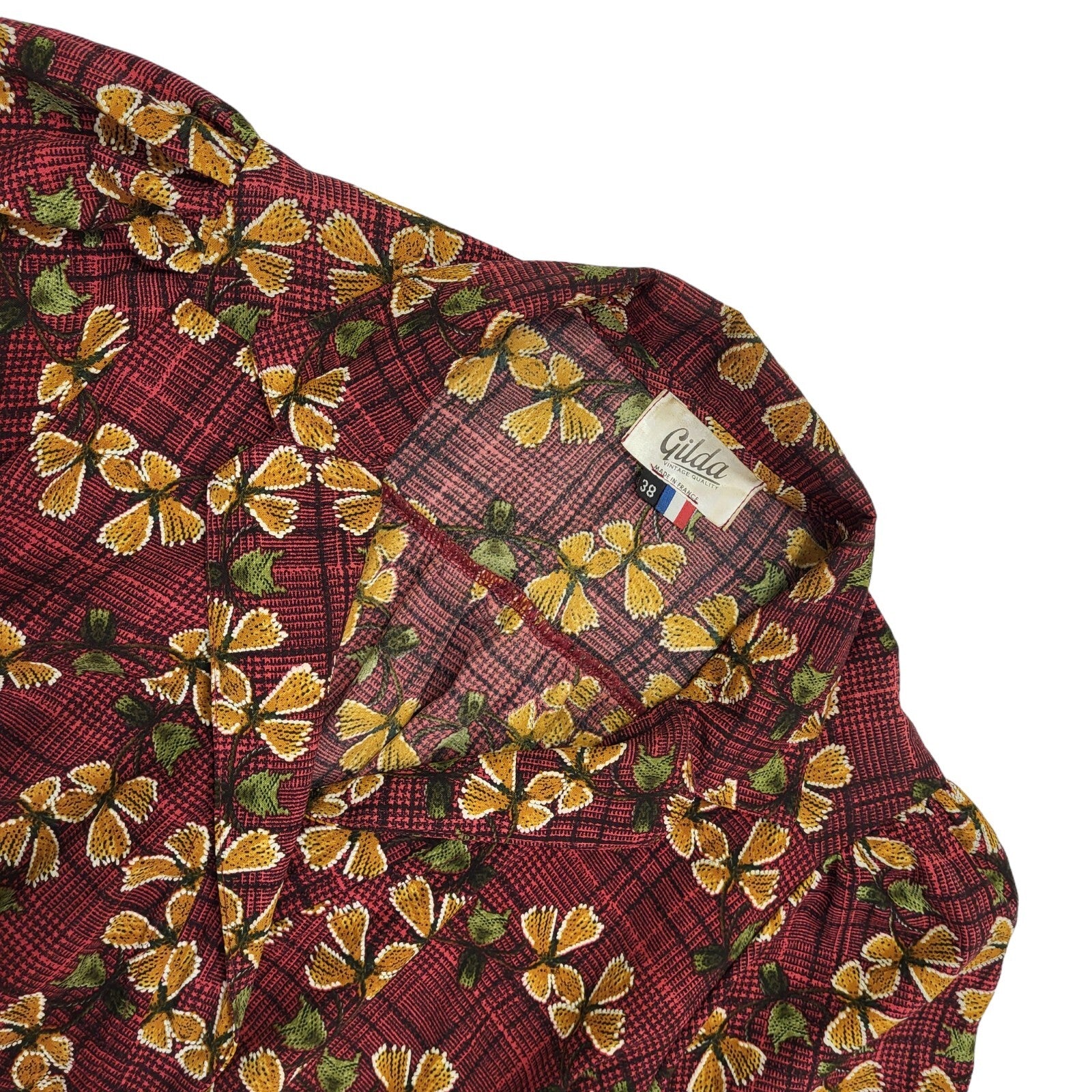 90s Vintage Gilda Red Floral Wrap Dress Women's Size Medium UK10