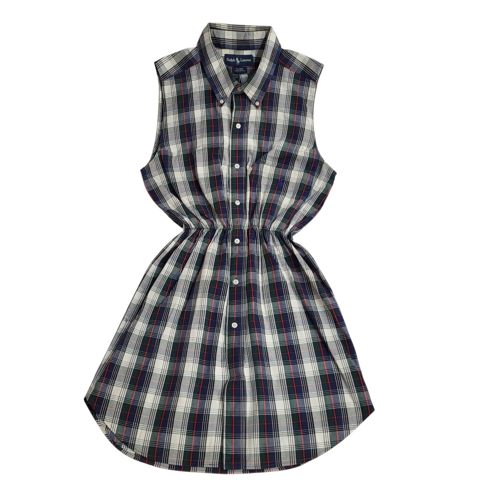 Ralph Lauren 90s Vintage RewoRked Elasticated Dress Women's Size M 10-12