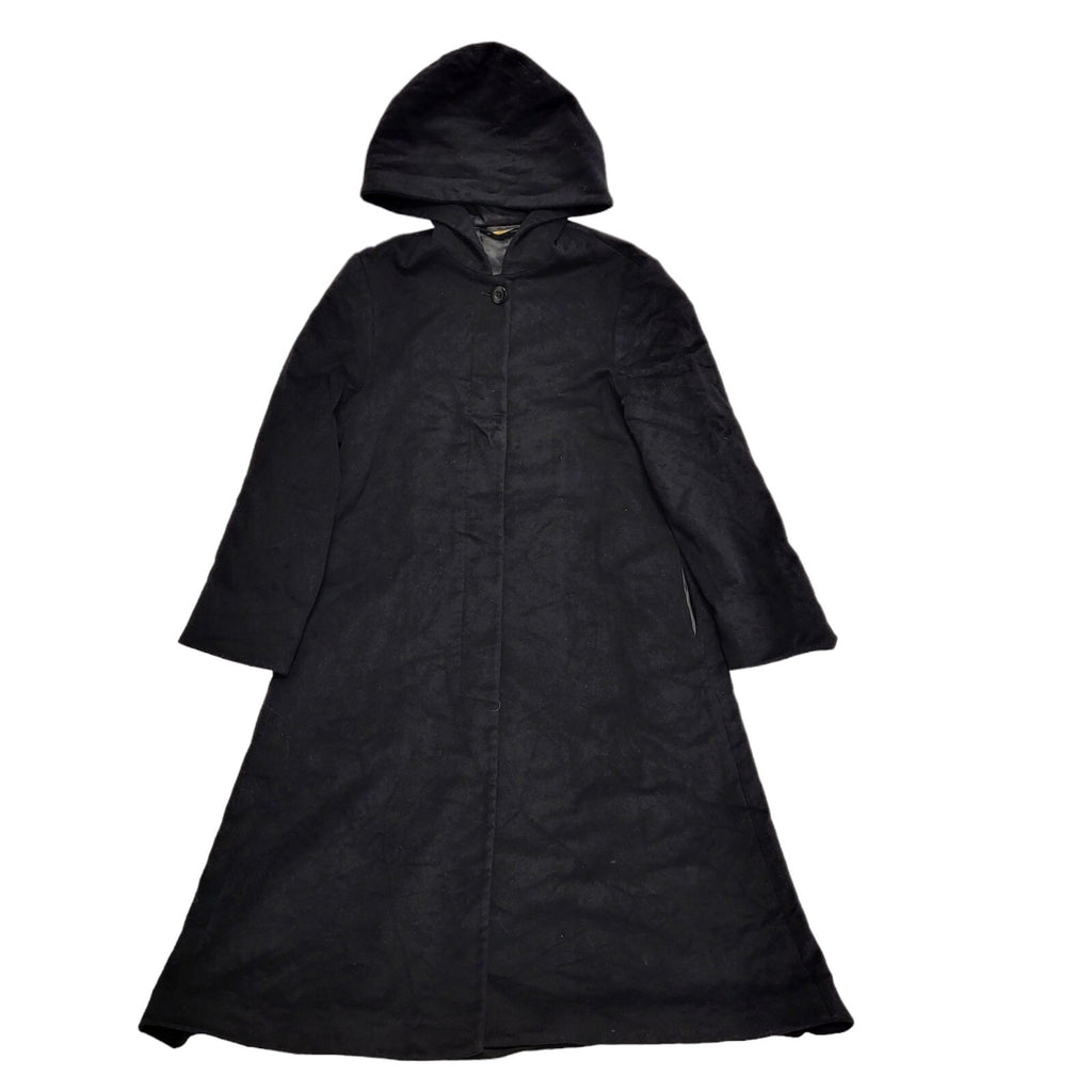 Marks & Spencer 90s Vintage Hooded Black Coat Women's Size 10