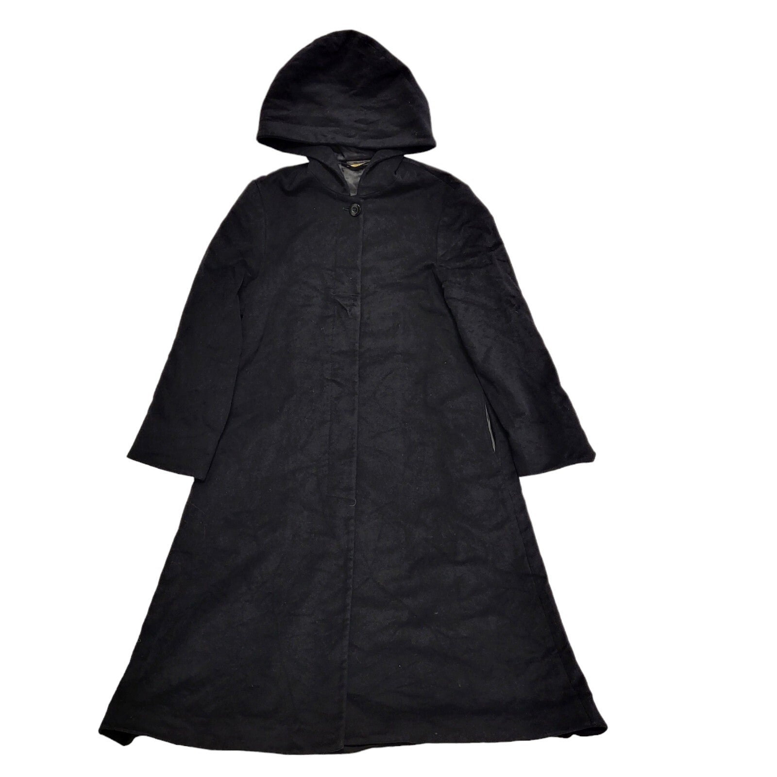 Marks & Spencer 90s Vintage Hooded Black Coat Women's Size 10