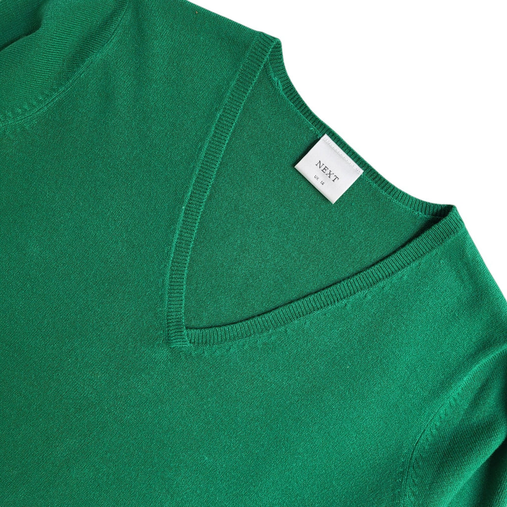 Next V-Neck Green Vintage 90's Jumper UK Women's Size 14