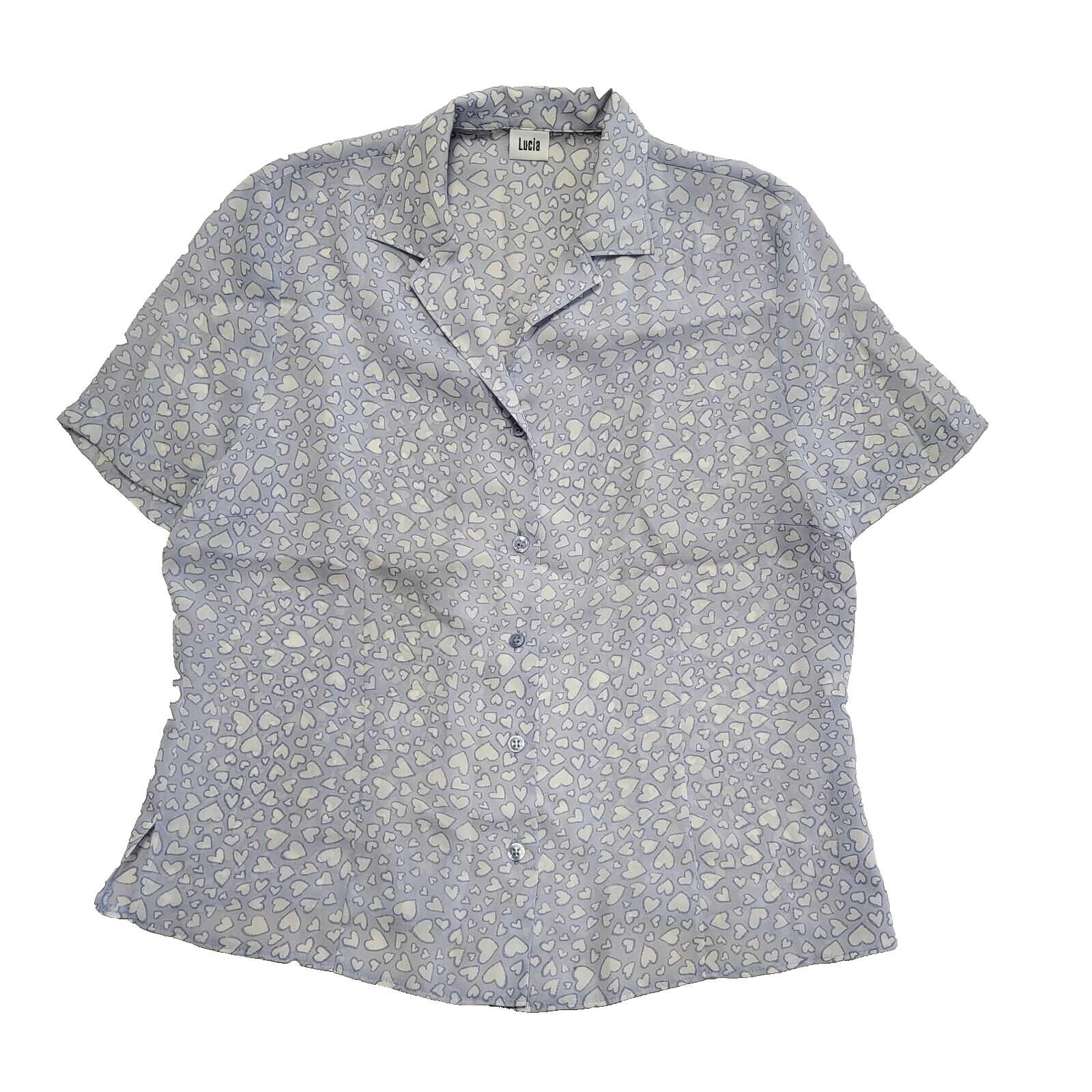 Lucia Vintage 80s Love Heart Buttoned Blouse Women's Uk 16