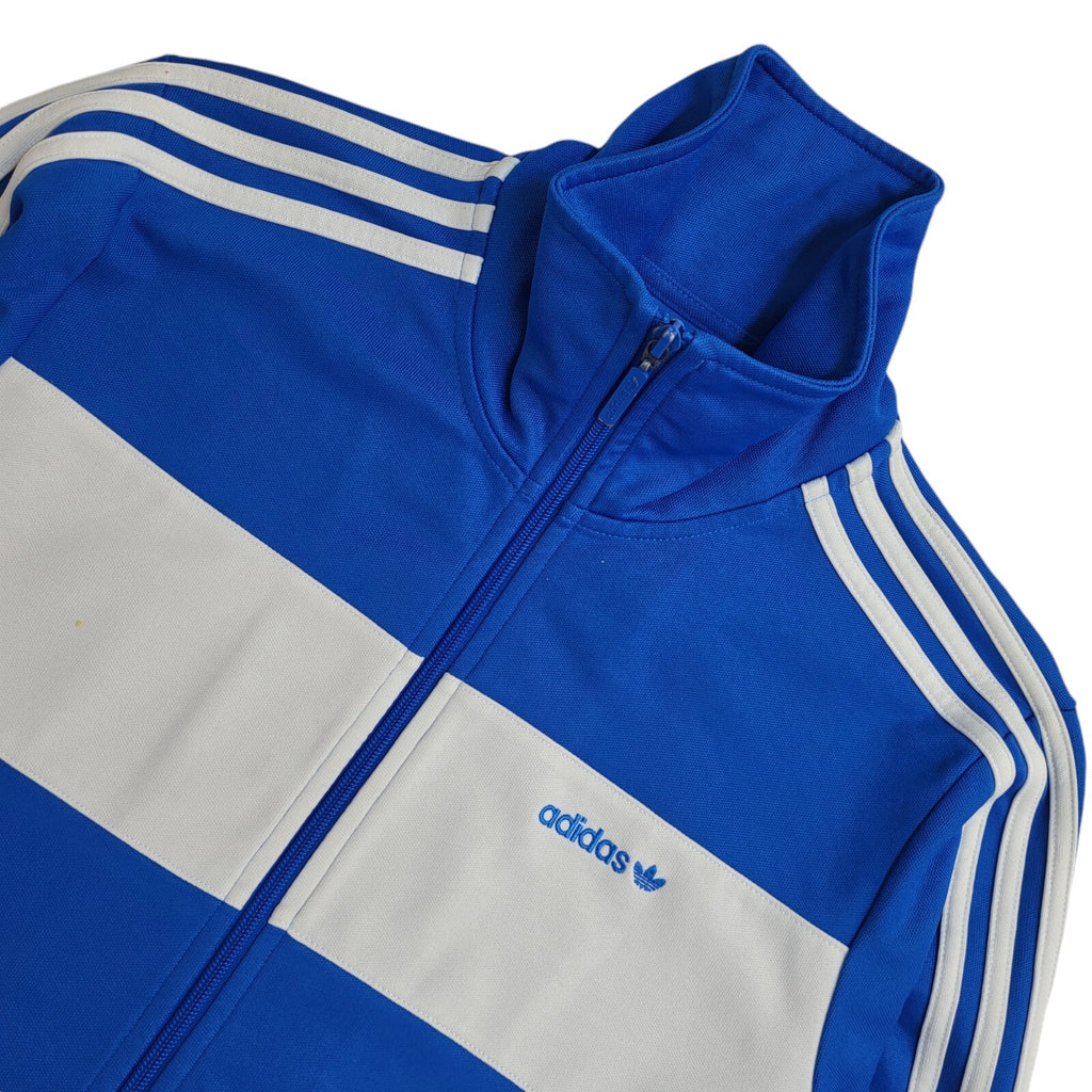 Adidas Blue & White 90s Zipped Sports Tracksuit Top Uk Women's Size Medium