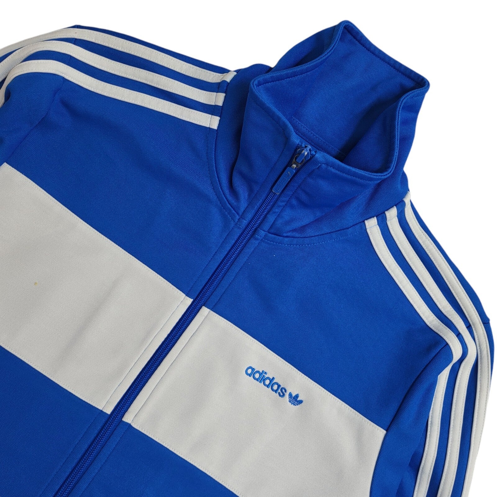 Adidas Blue & White 90s Zipped Sports Tracksuit Top Uk Women's Size Medium