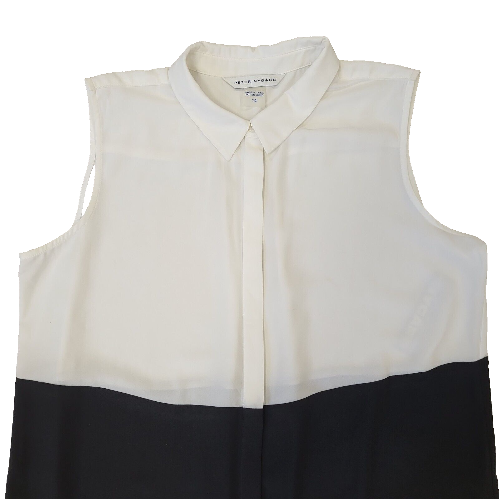 Peter Nygard Vintage Y2K White & Black Sleeveless Dress Uk Women's Size 14 Bnwt