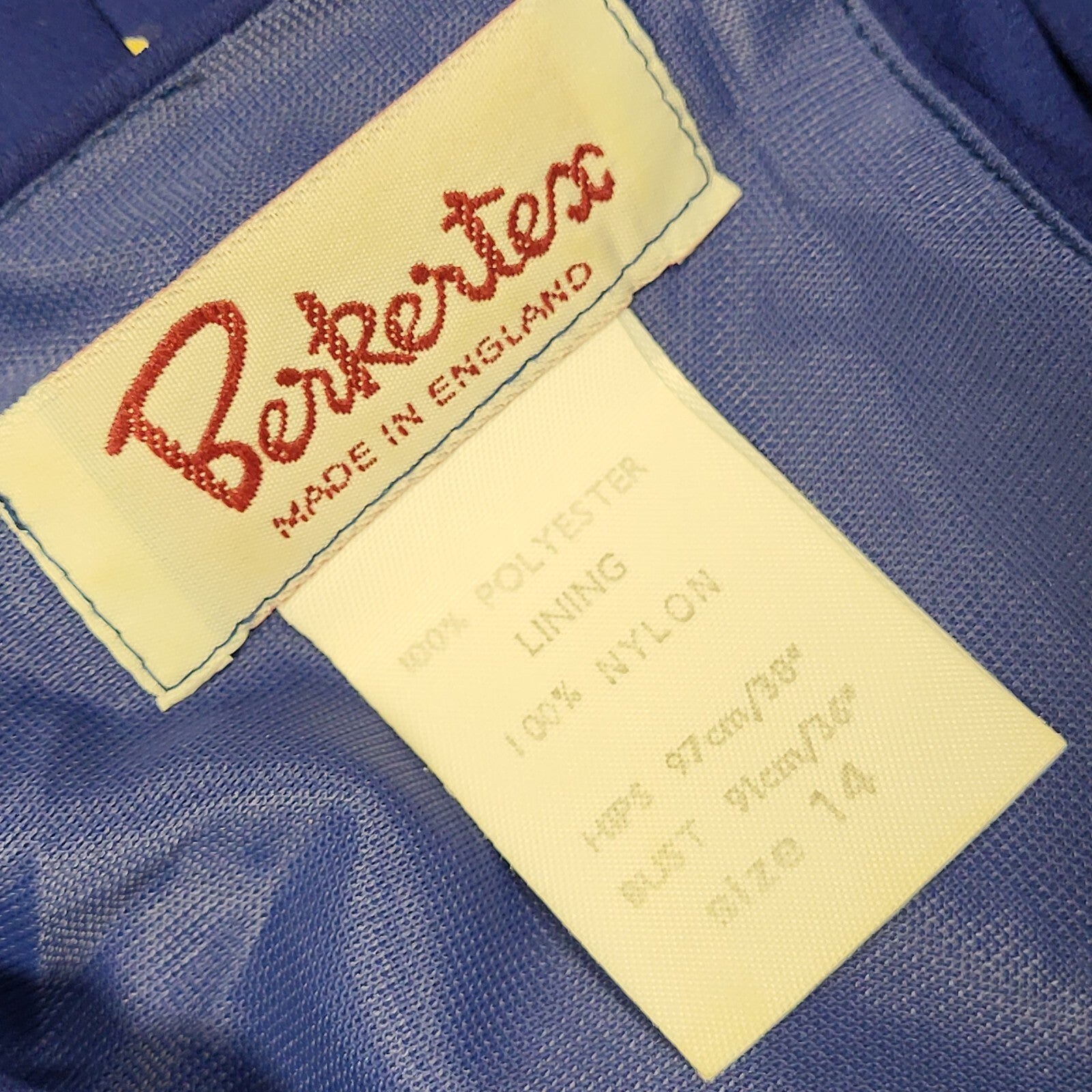 Berkertex Vintage 70's Blue Geometric Short Sleeve Dress UK Women's Size 14