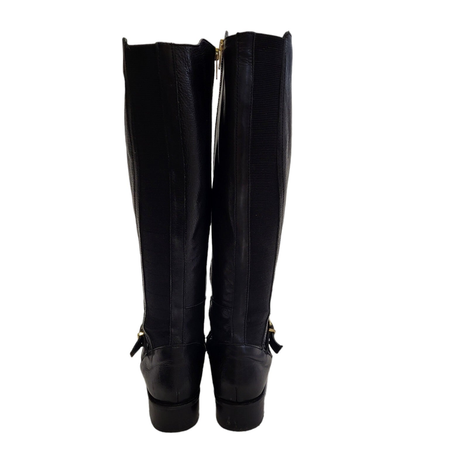 Dune Black Zip-Up Leather Long Heels Boots Uk Women's Size 4