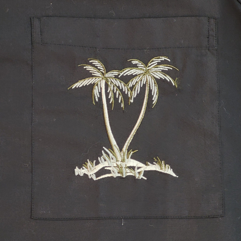 Macua Black Modern Palm Tree Short Sleeve Shirt UK Men's Size M