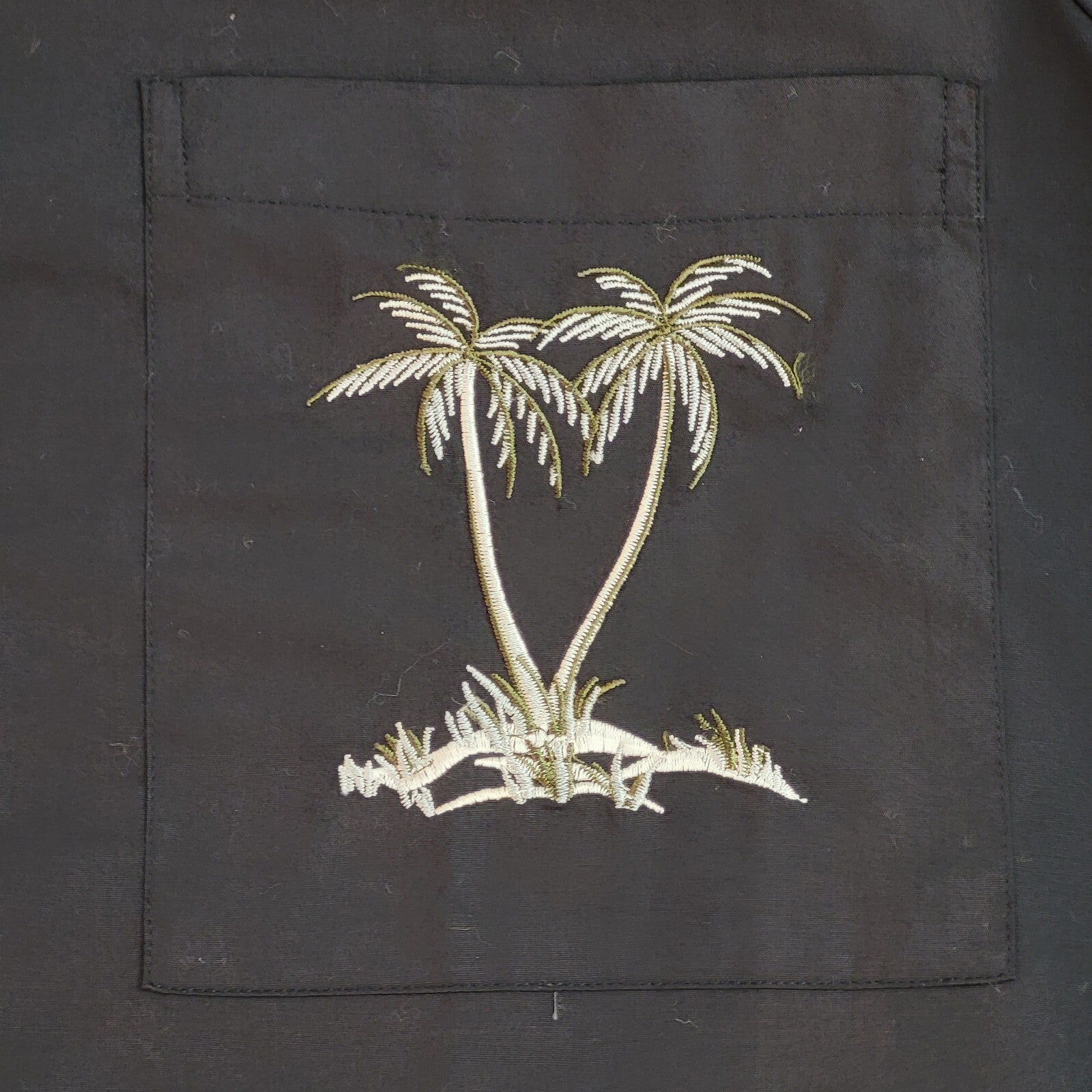 Macua Black Modern Palm Tree Short Sleeve Shirt UK Men's Size M