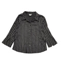 Santi RQ Vintage 80's Black & Silver Striped 3/4 Sleeve Shirt Womens UK 18