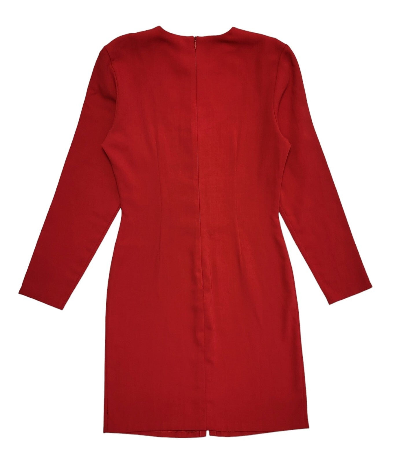 80s Vintage Truworths Red Buttoned Keyhole Detail Dress Women's Size 6-8