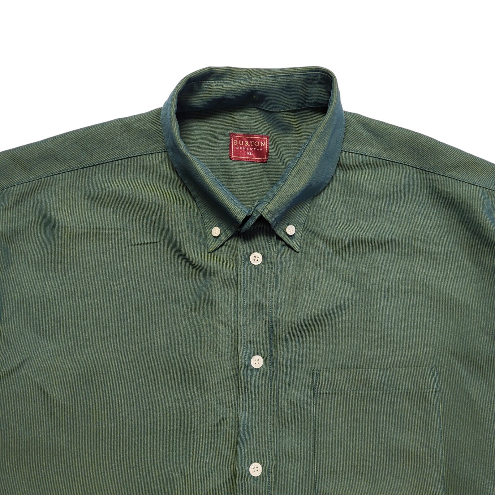 Burton Vintage 90's Green Striped Relaxed Fit Long Sleeve Shirt Men's UK Size XL