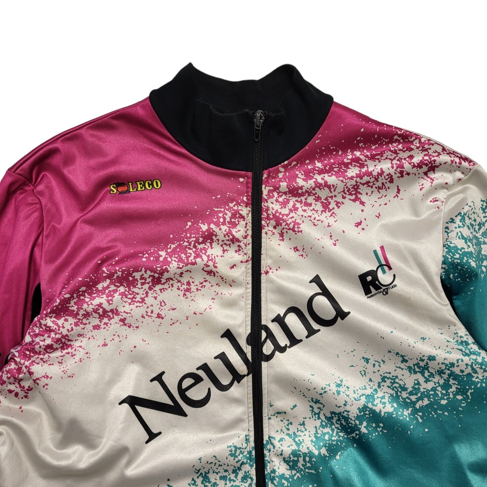 Gamex 80s White Green Pink Zipped Cycling Jacket Top Uk Men's Size M