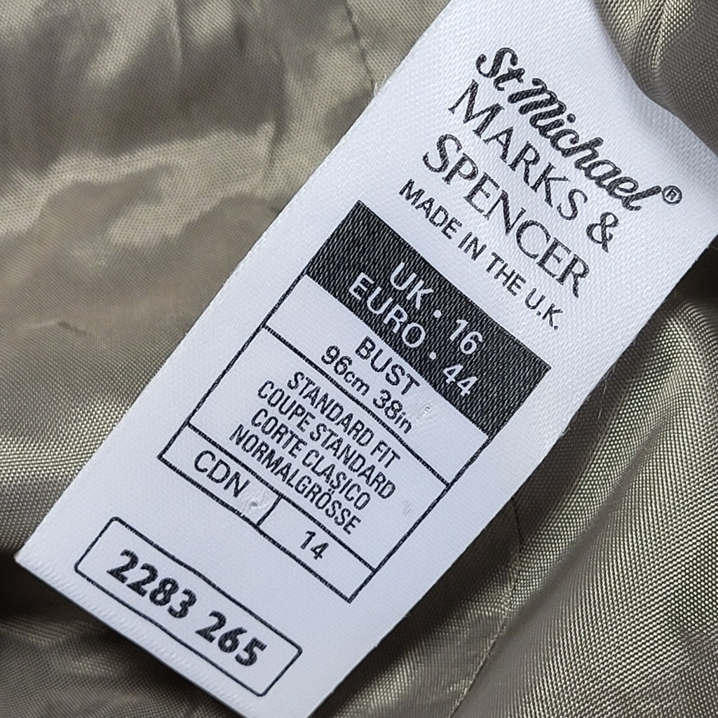 Marks & Spencer Vintage 80s Green Vine Pattern Over Coat Uk 16