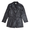 Capture Vintage 90s Button Black Leather Coat UK Women's Size 14