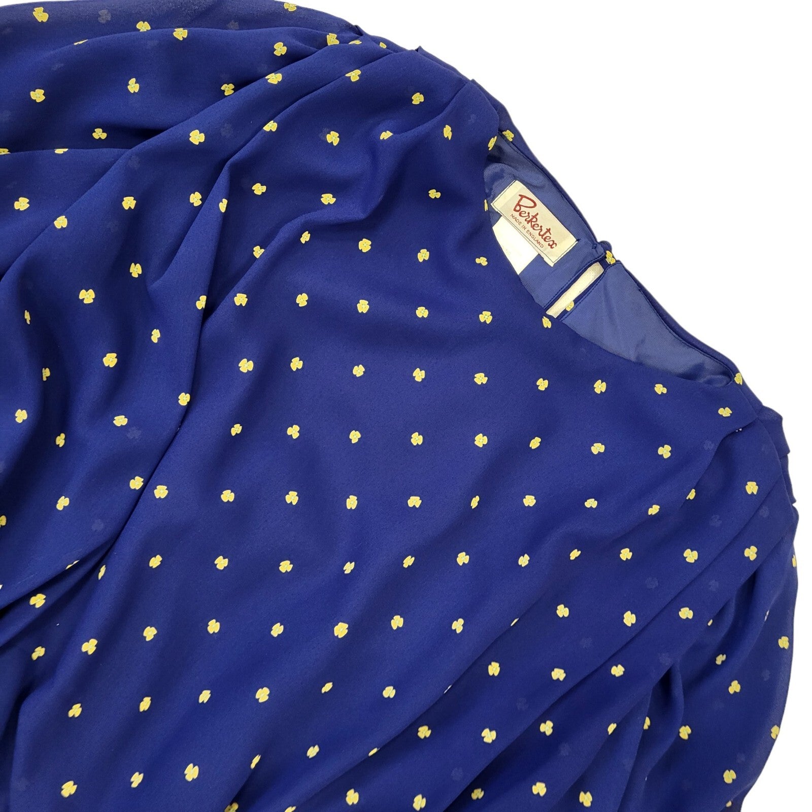 Berkertex Vintage 70's Blue Geometric Short Sleeve Dress UK Women's Size 14