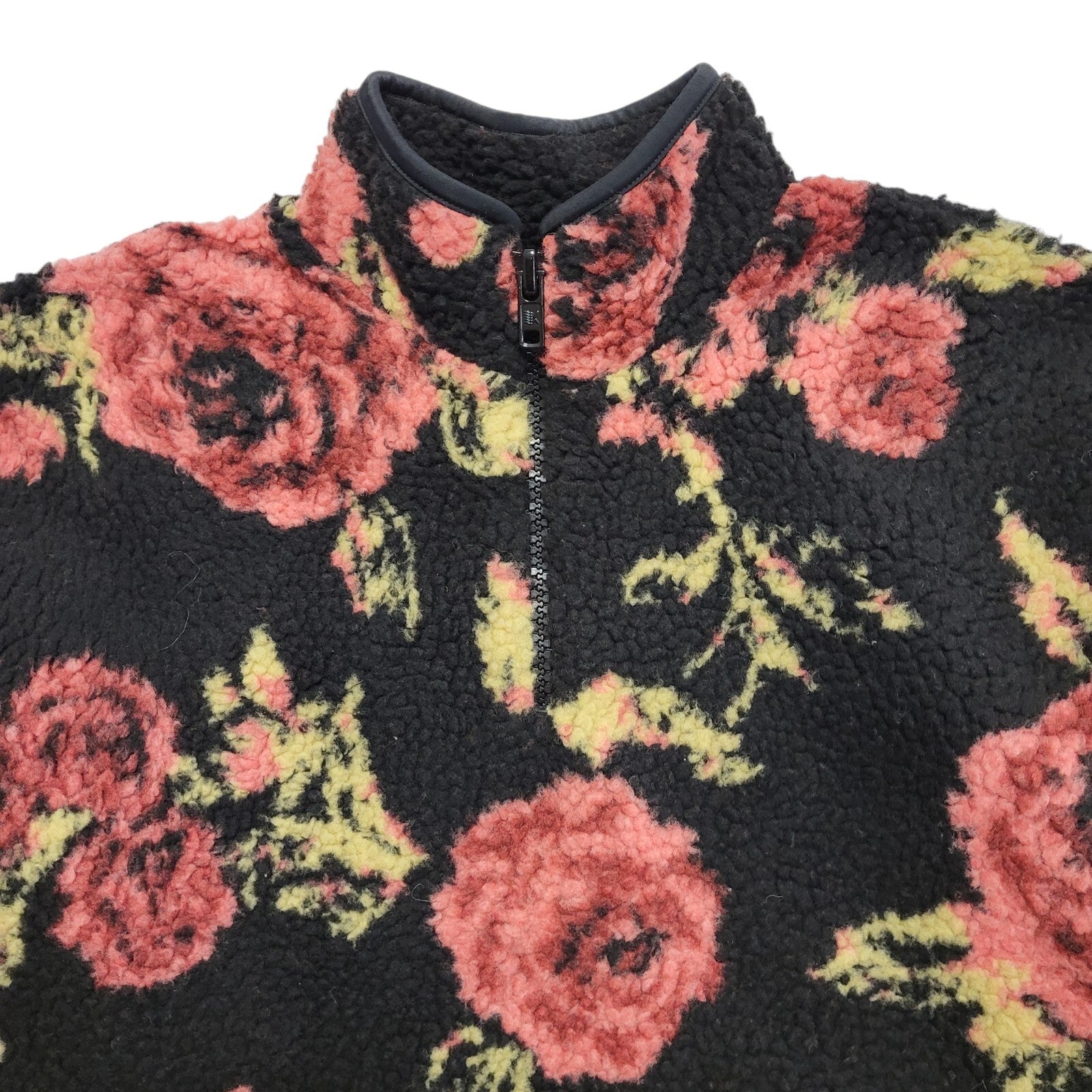 Urban Outfitters Y2K Vintage Black 1/4 Fleece Cropped Jacket Uk Women's Size XS