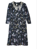 Vintage 80's Collared Button Green Floral Dress Womens UK 12 EU 40