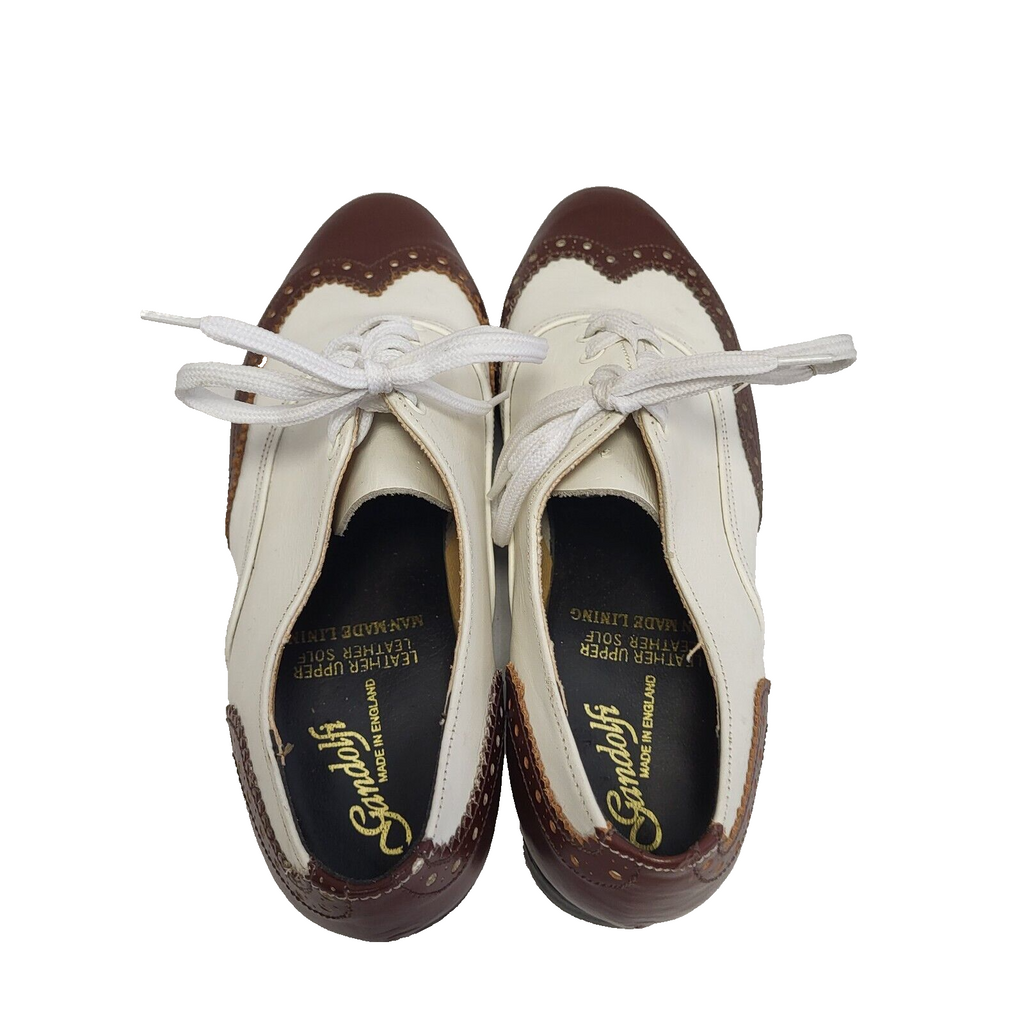 Gandolfi Cream & Brown Lace-Up Leather Shoes Uk Women's Size 2.5