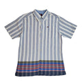 Tommy Hilfiger 90's White & Blue Striped Short Sleeve Shirt Uk Boy's Size L