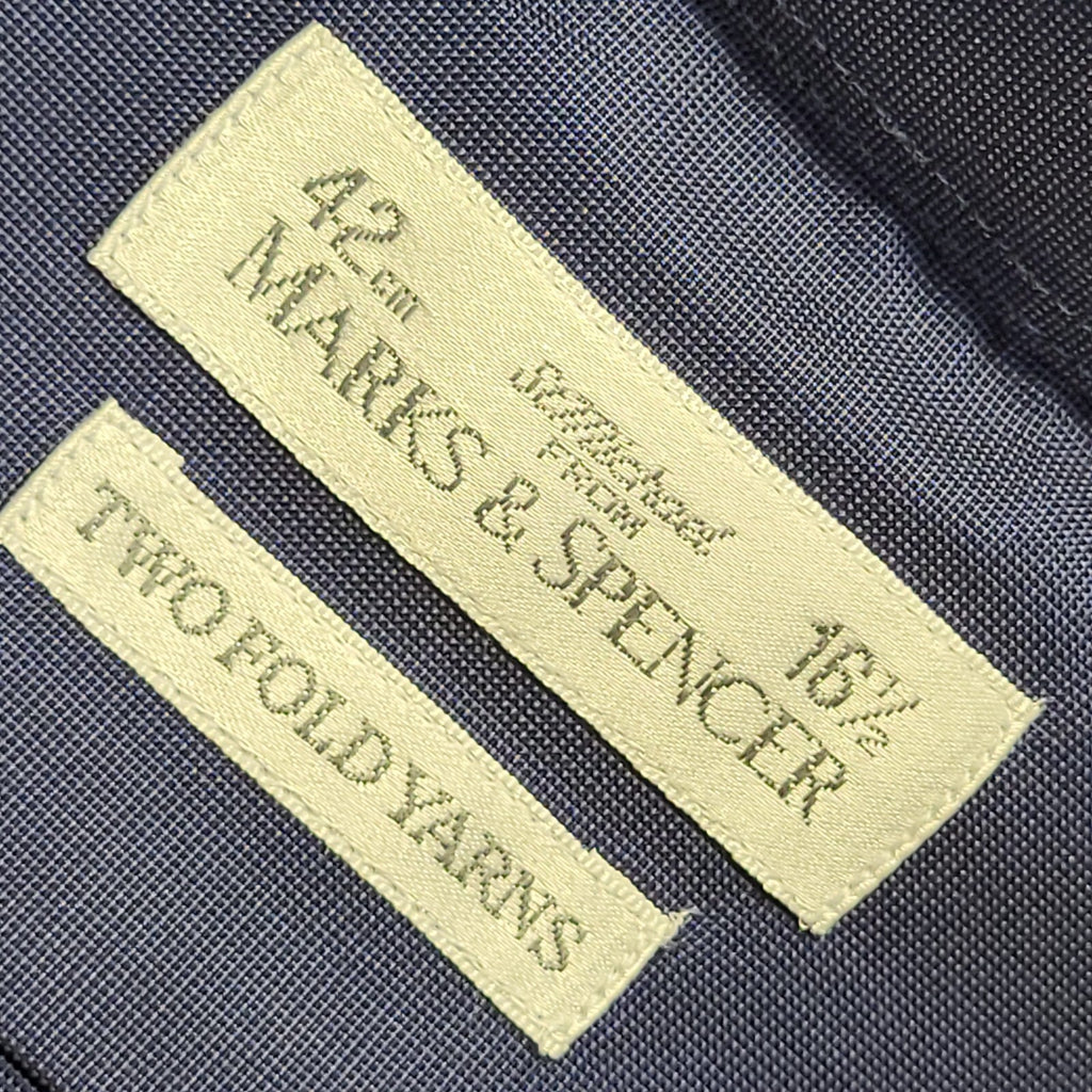 Marks & Spencer Vintage Y2K Dark Blue Long Sleeve Shirt Uk Men's Size XL