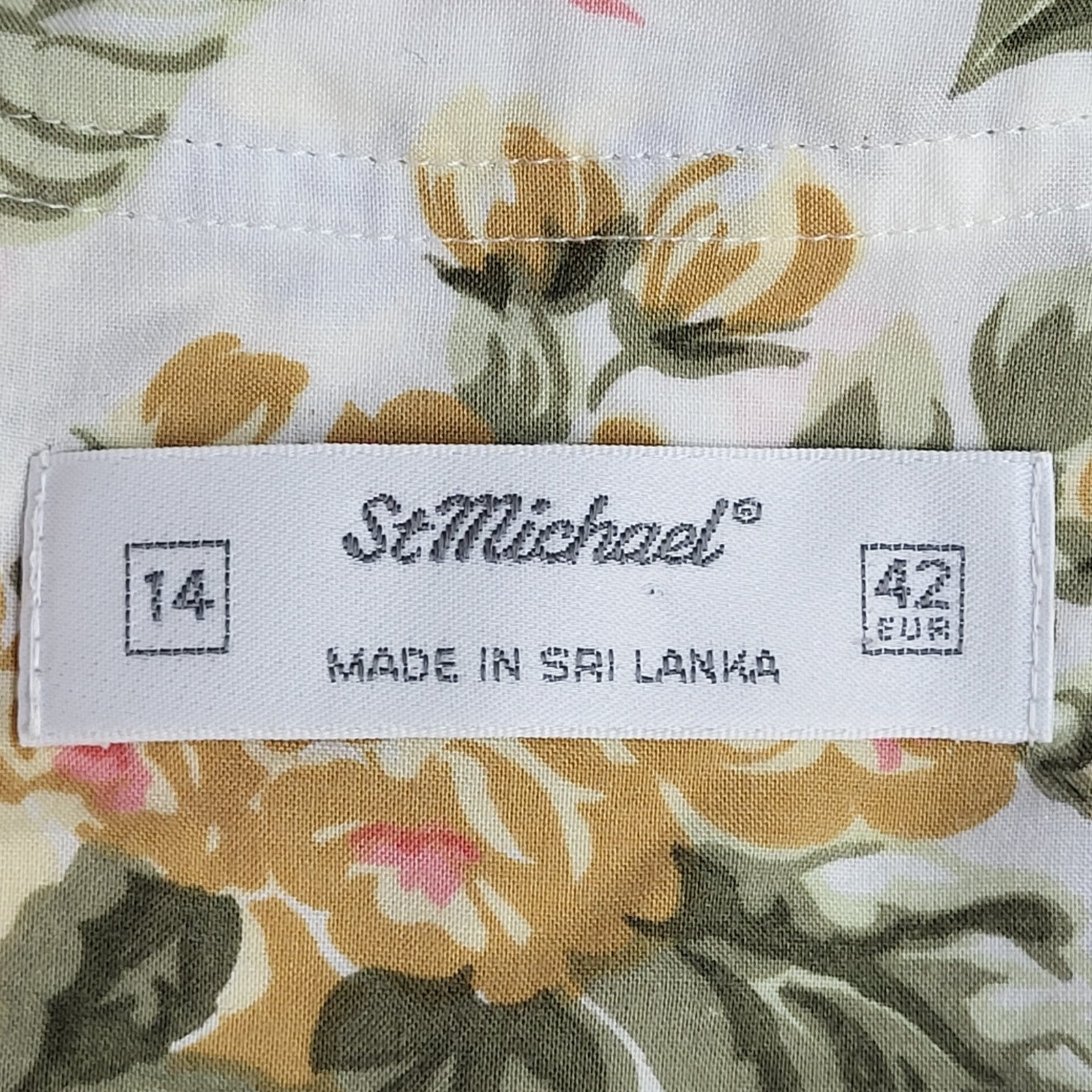 St Michael 80s Vintage Fit & Flare Floral Print Dress Women's Size 14