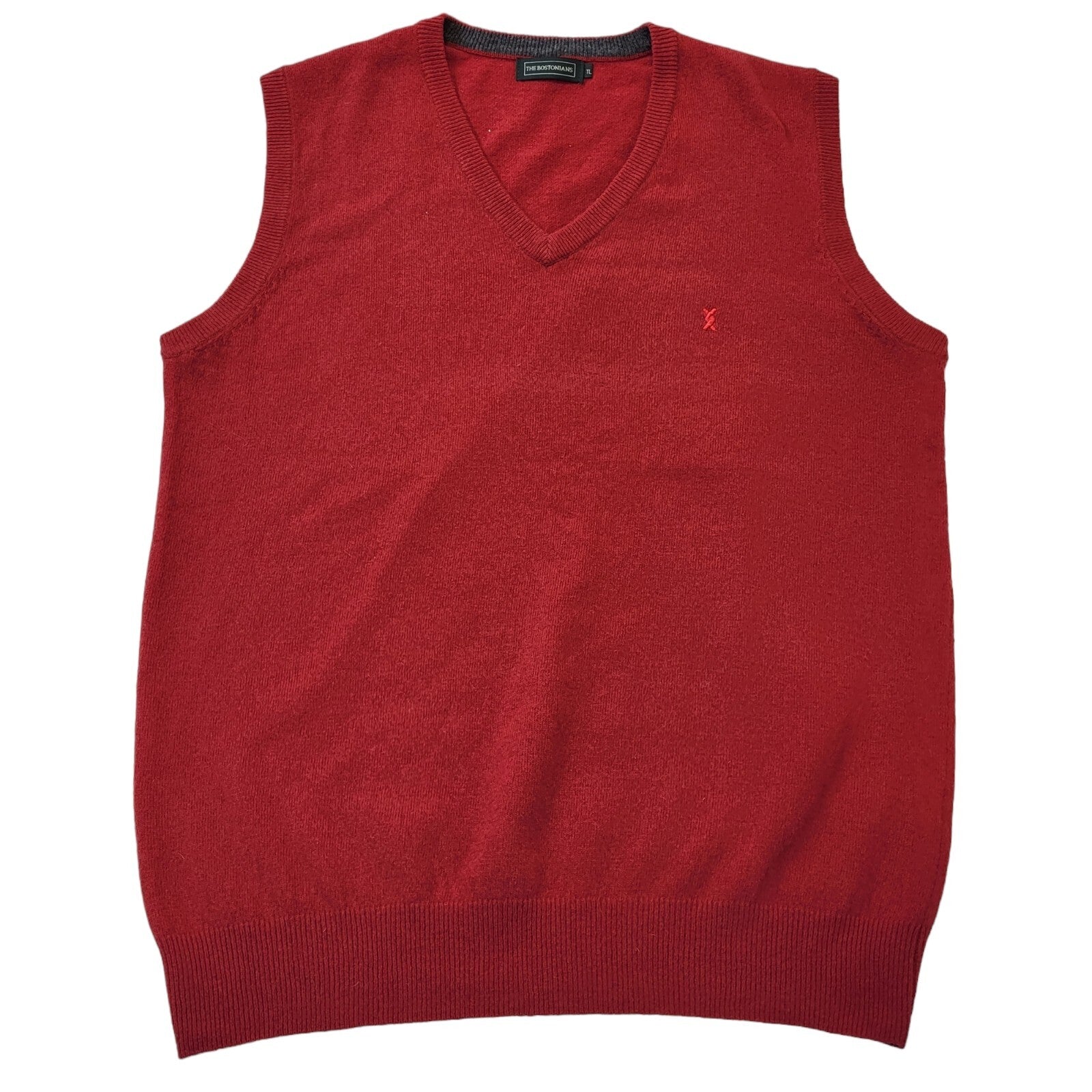 Bostonians 90s Vintage Red Lambswool Sweater Vest Men's Size Large