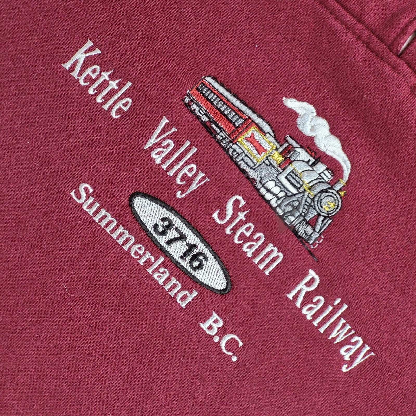Canada Kettle Valley Steam Railway Burgundy 90s Sweatshirt BNWT UK Men's M