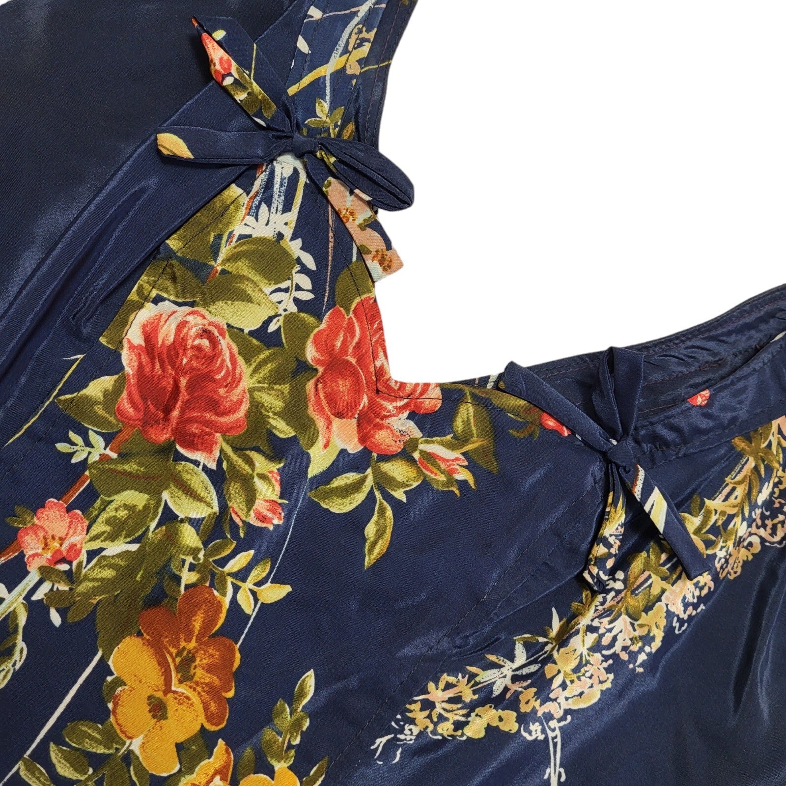 Etam Vintage 90's Blue Floral A-Line Midi Dress Women's UK Size 10