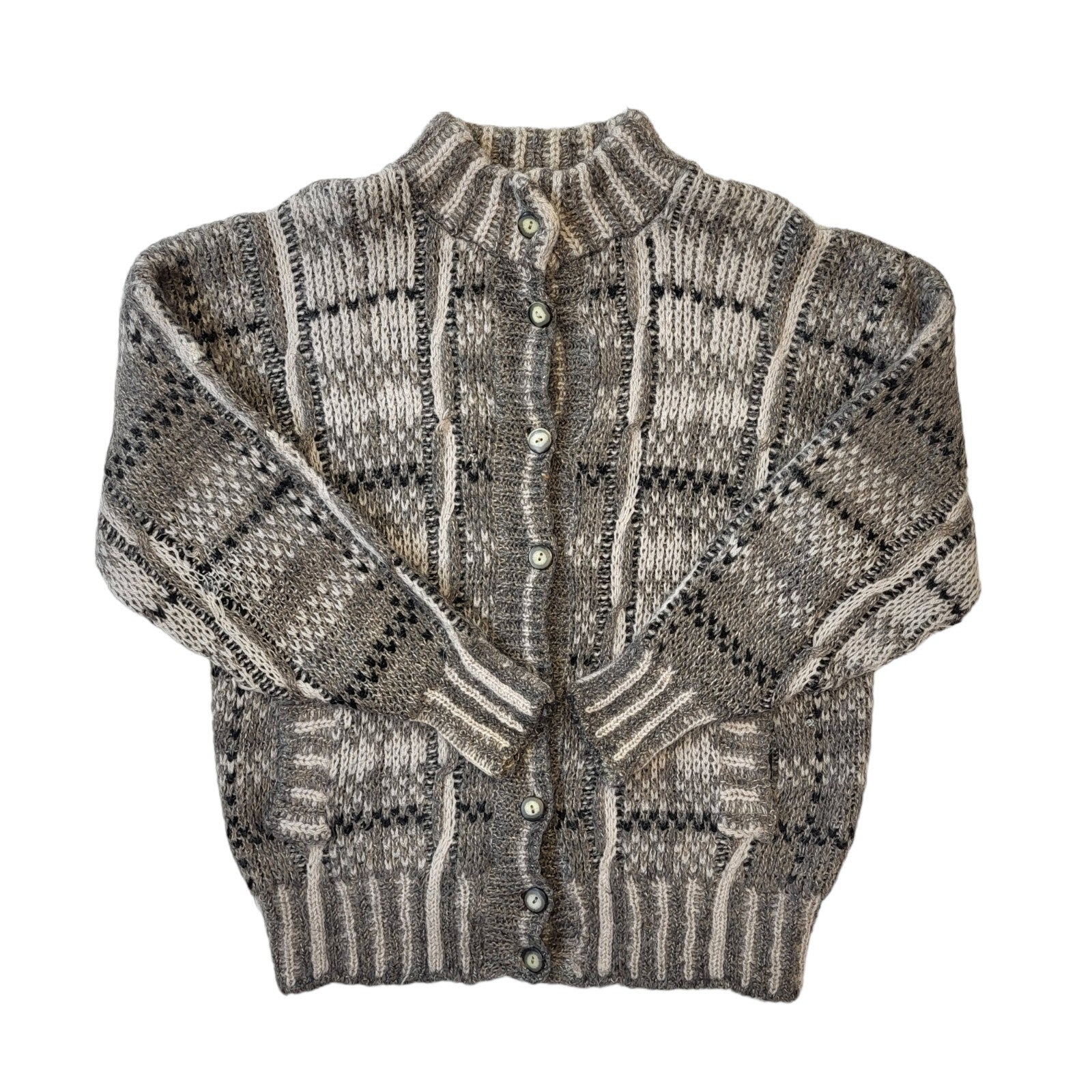 St Michael 80s Vintage Grey Button-Up Cardigan Women's Size 16/18 Eu 46/48