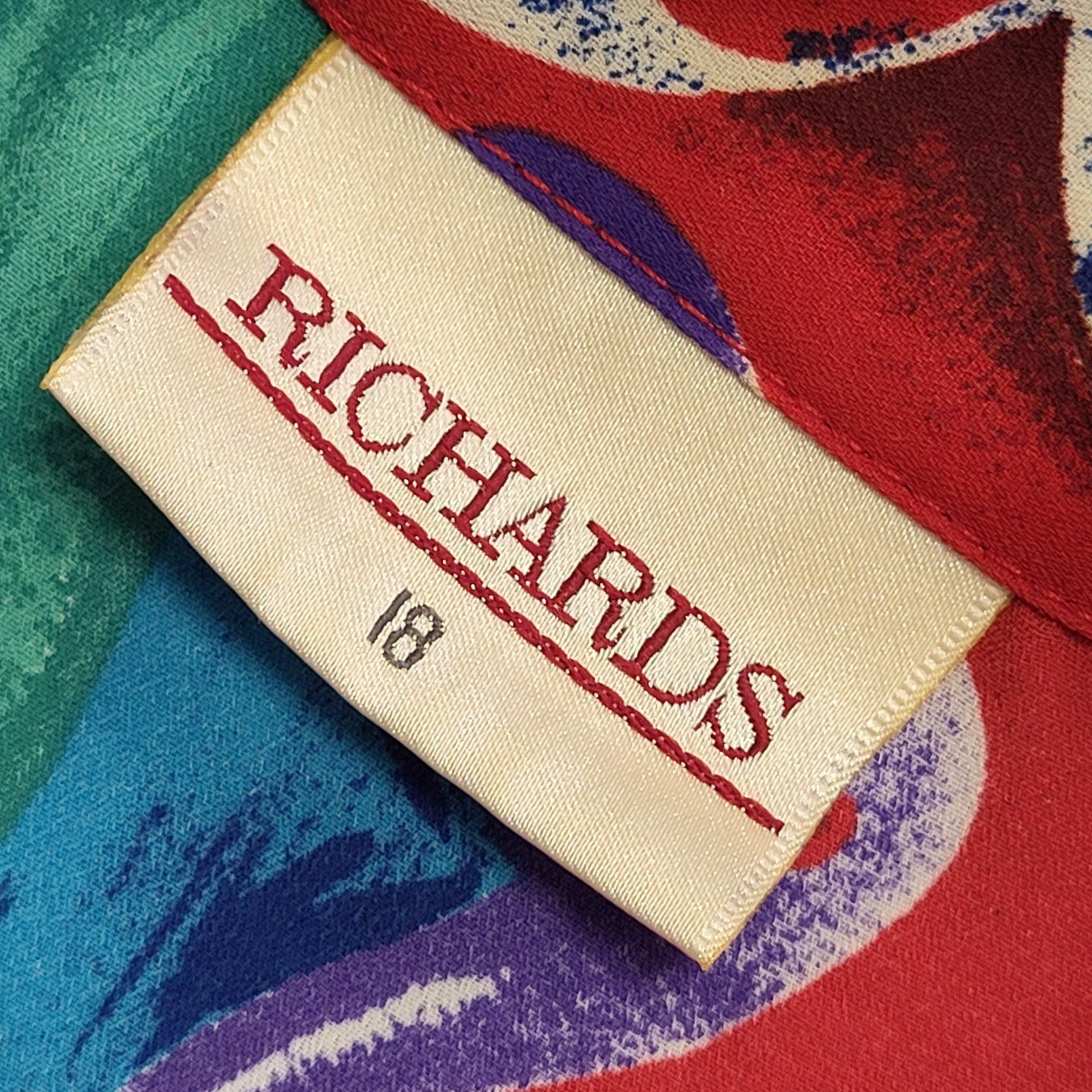 Richards Vintage 90's Multicoloured Button Up Short Sleeve Womens Shirt Size 18