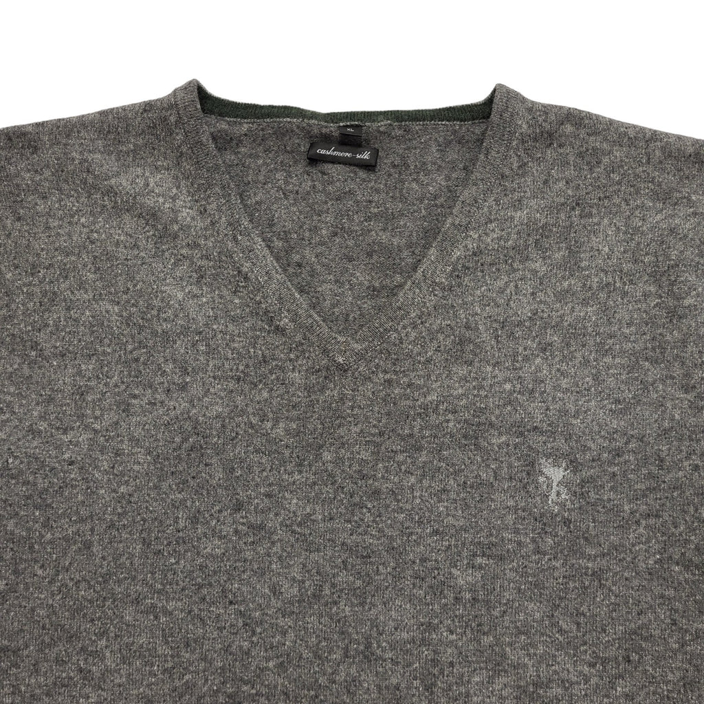 Vintage Grey V-Neck Y2k Cashmere Silk Jumper Uk Men's Size XL