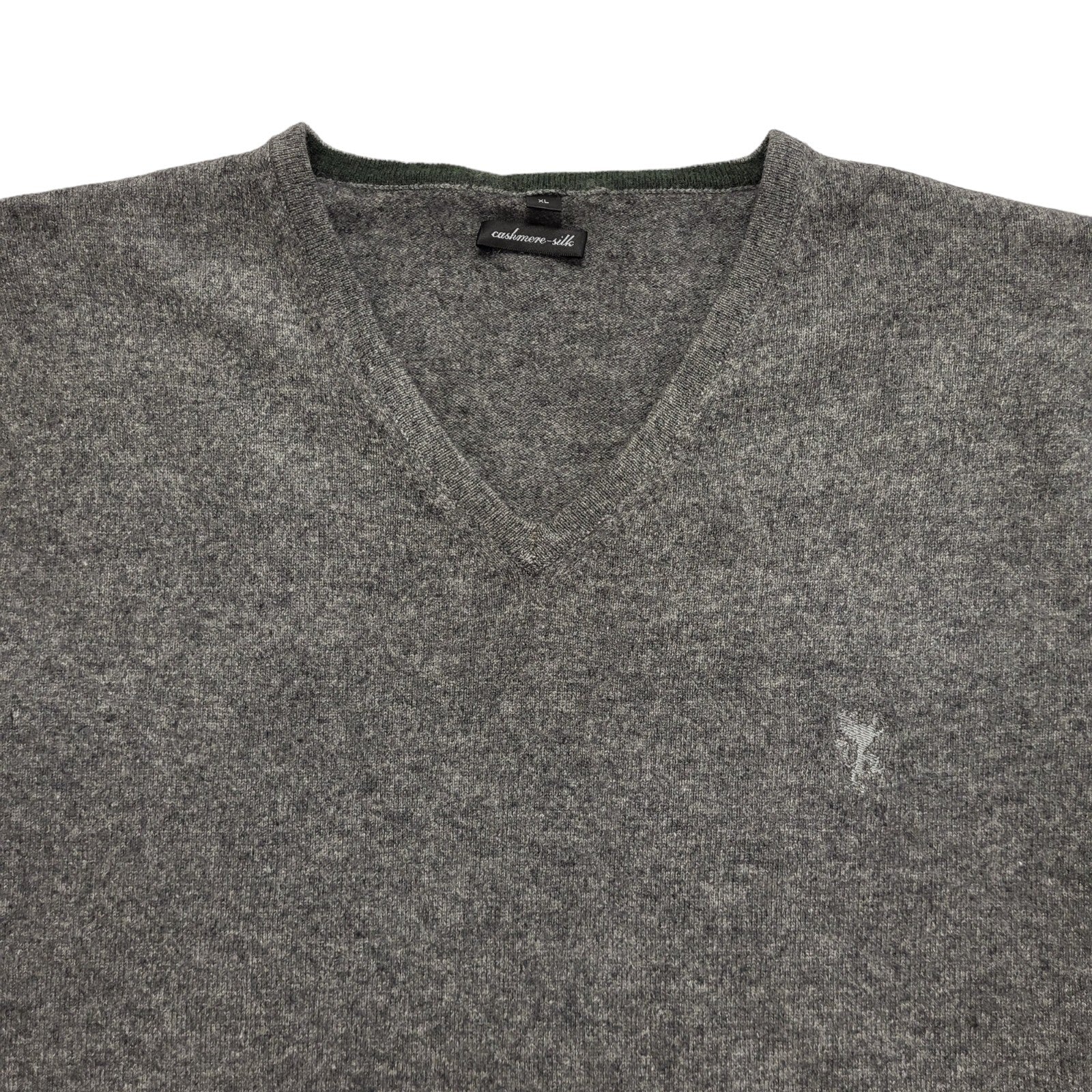 Vintage Grey V-Neck Y2k Cashmere Silk Jumper Uk Men's Size XL