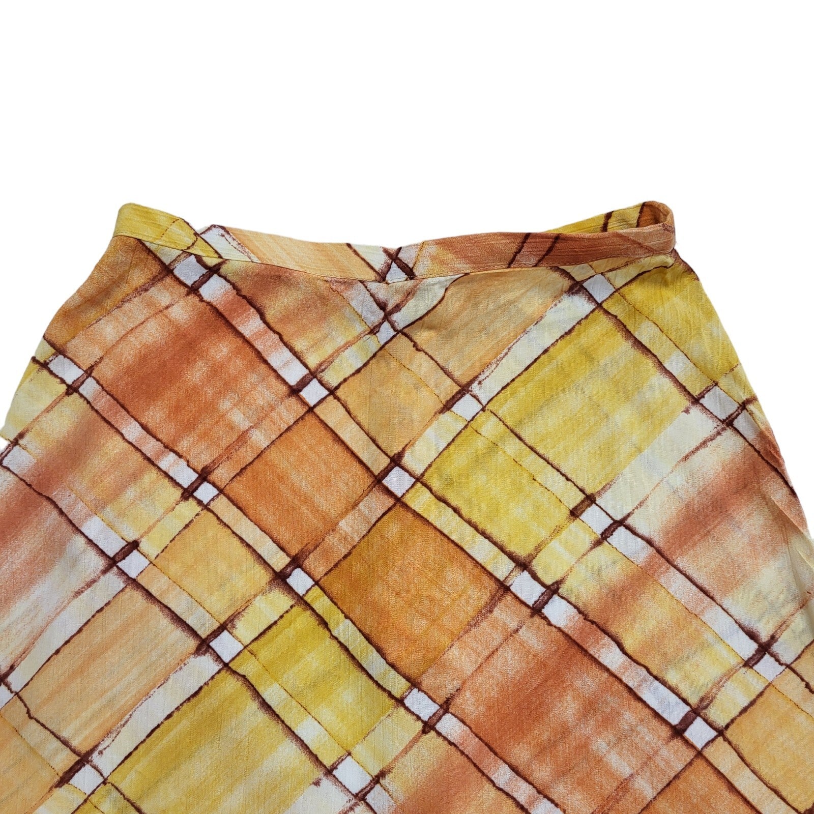 Dorothy Perkins Vintage 90's Orange & Yellow Argyle Maxi Skirt Womens UK Size 10