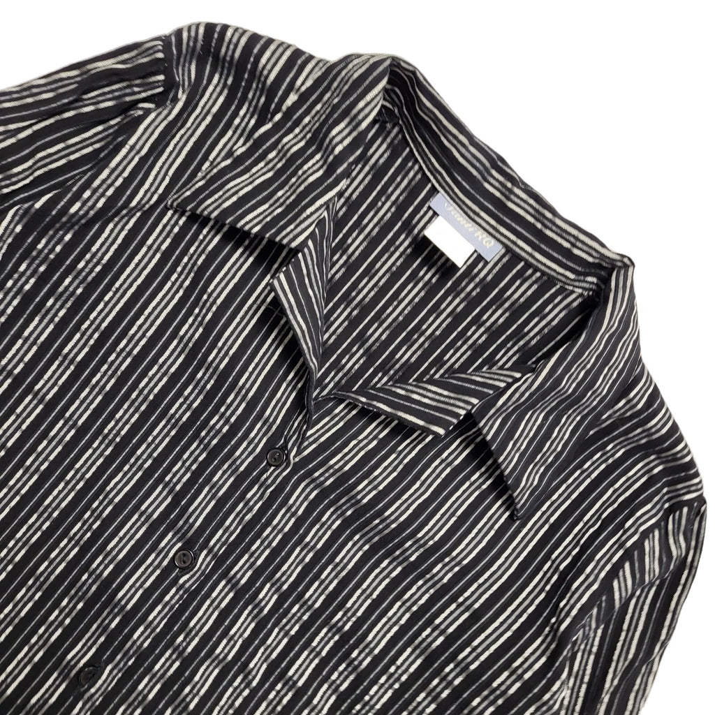 Santi RQ Vintage 80's Black & Silver Striped 3/4 Sleeve Shirt Womens UK 18