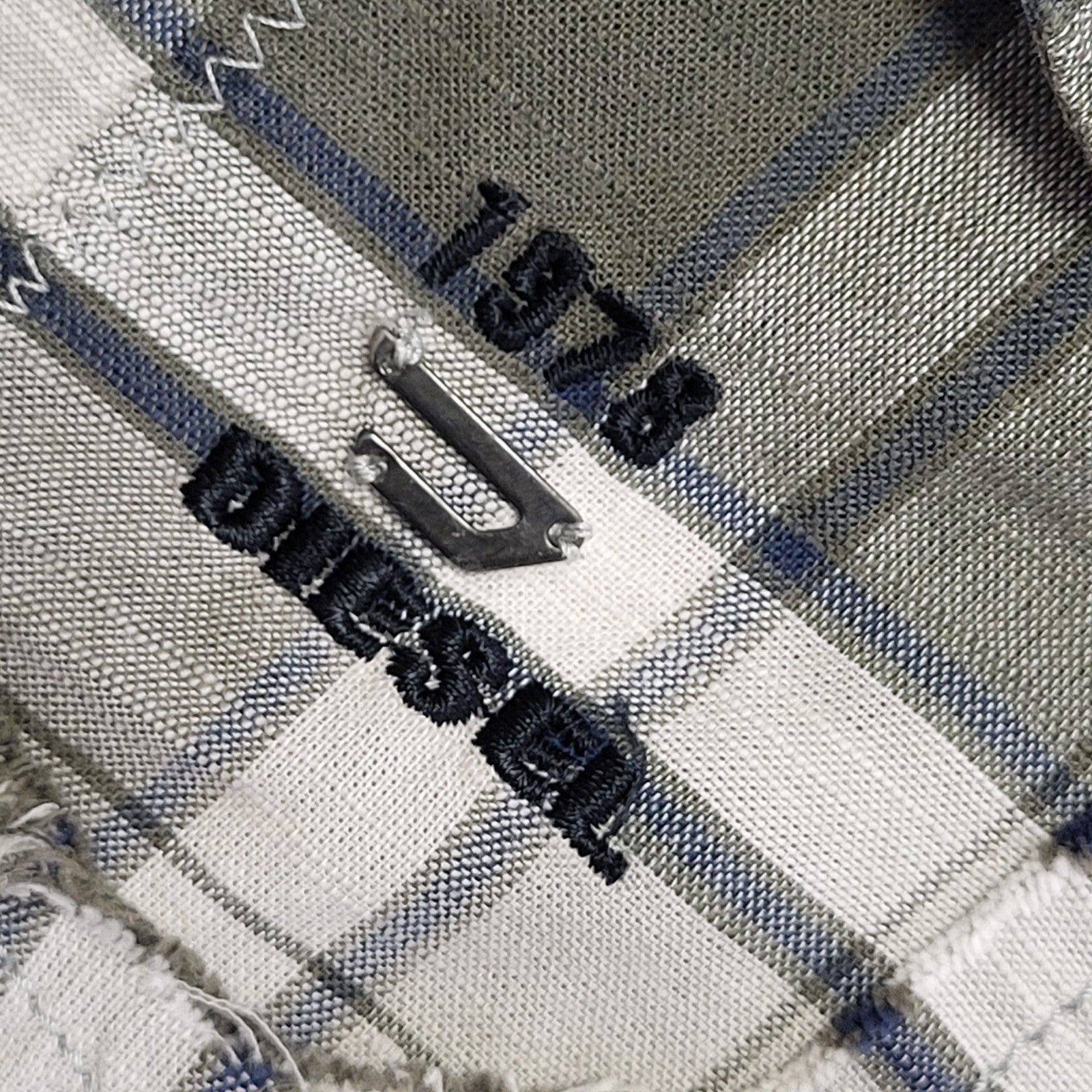 Diesel Y2K Vintage Grey Checked Short Sleeve Shirt Mens UK Size L