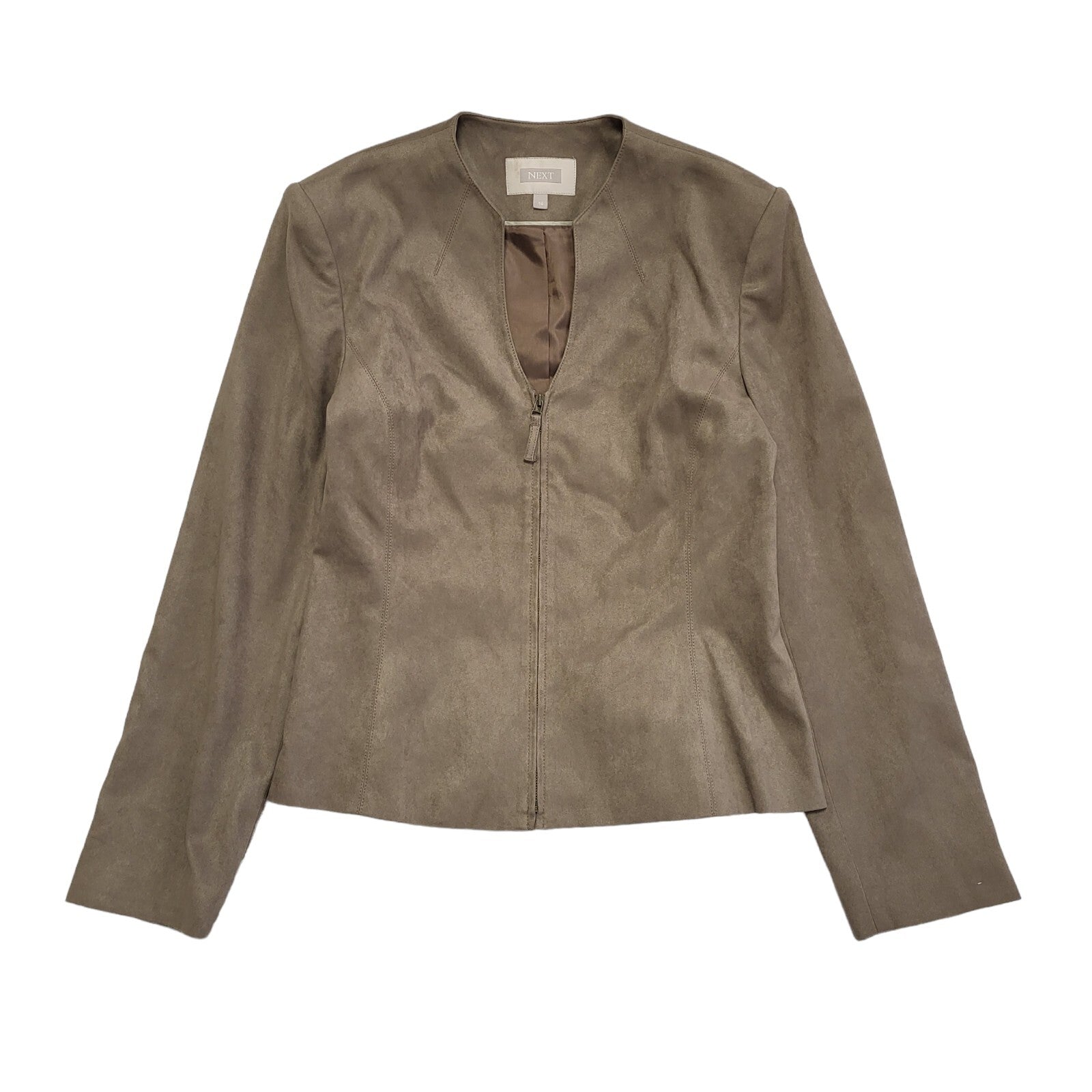 Next Vintage Y2K Brown Faux Suede Jacket Uk Women's Size 14