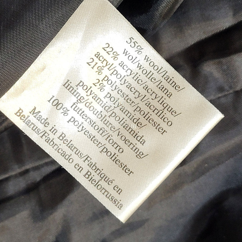 Vintage 90s Button Black & White Wool Overcoat UK Women's Size 18/20