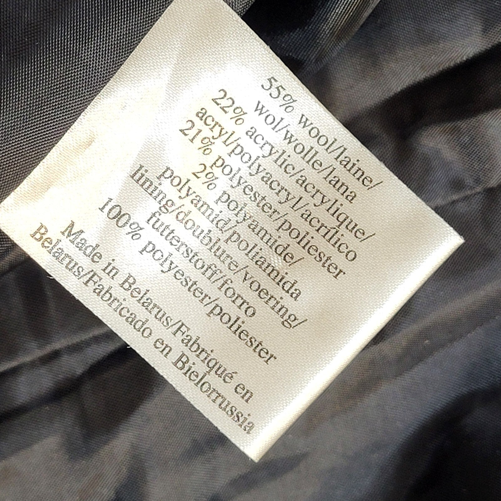 Vintage 90s Button Black & White Wool Overcoat UK Women's Size 18/20