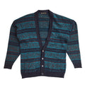 St Michael Vintage 90s Blue Geometric Cardigan UK Men's Size Large