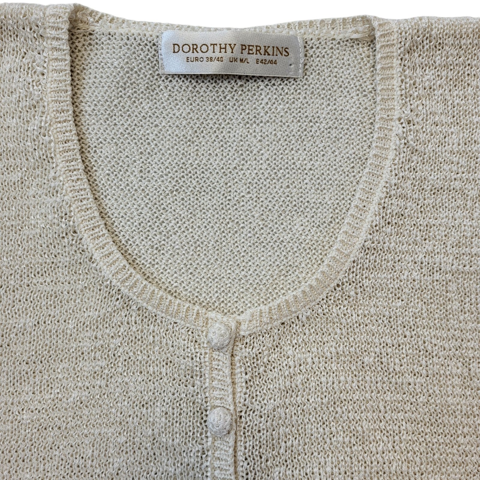 Dorothy Perkins 90s Vintage Cream Button-Up Cardigan Women's Size M/L