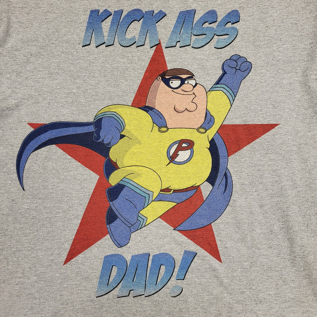 Gildan Vintage Y2K Grey Kick Ass Family Guy  T-Shirt Uk Men's Size XL