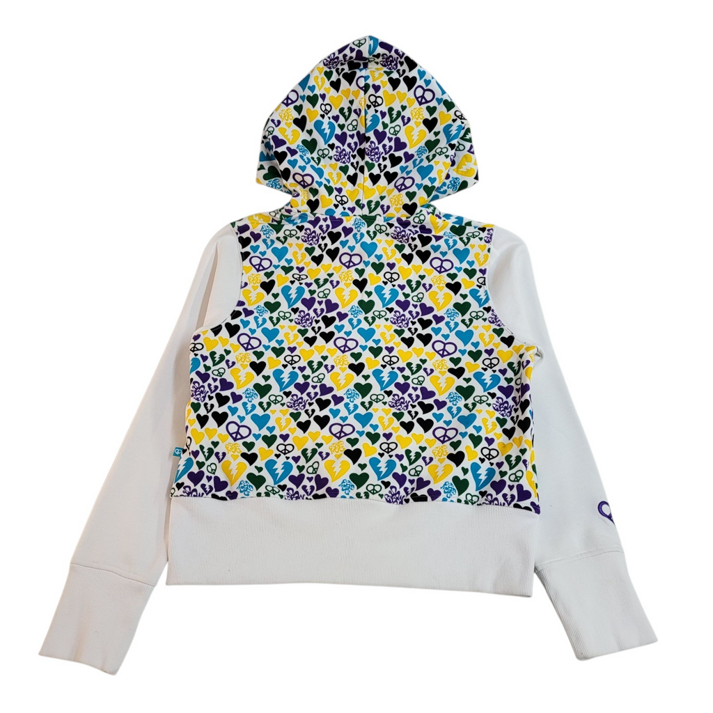 Akademiks Sweatshirt Hoodie White Hearts Zipped UK Women's Size XL Bnwt