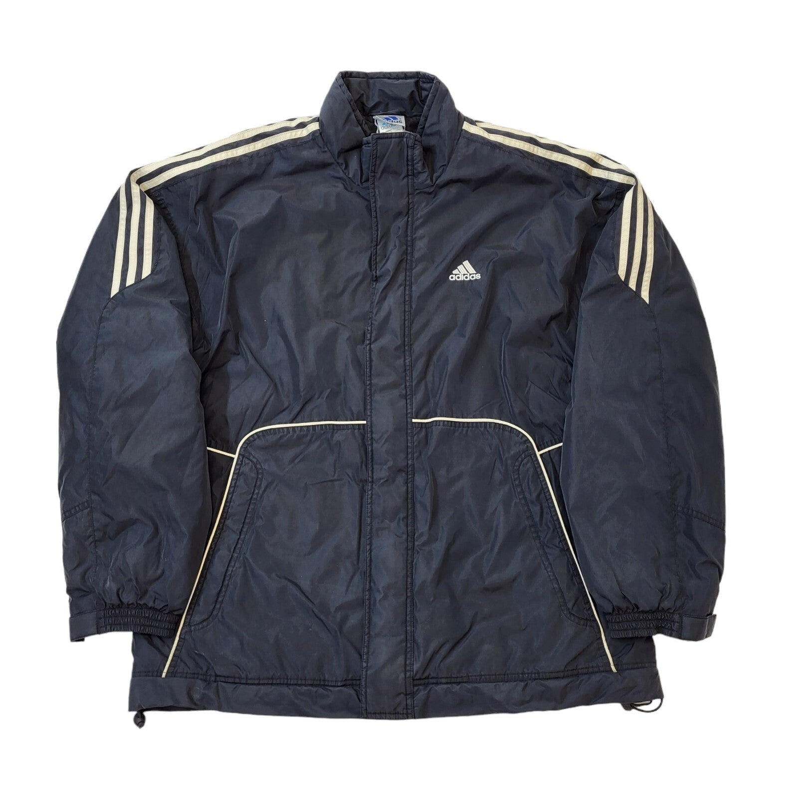 Adidas 90s Vintage Black Over-sized Windbreaker Coat Men's Size 2XLarge