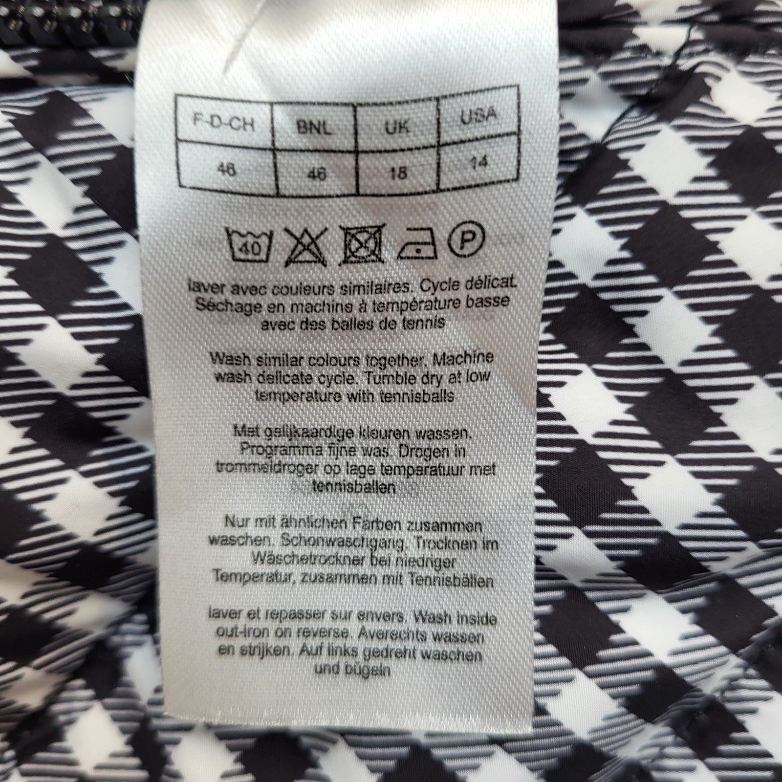 Thermolactyl Jacket Y2k Black & White Check Zipped Uk Women's Size 4XL