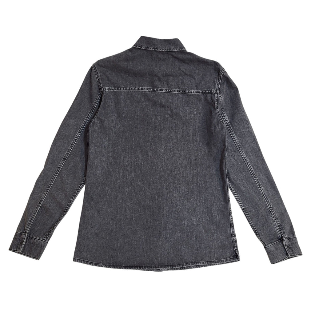 Allsaints Y2k Grey Pearl Snap Long Sleeve Cowboy Denim Shirt Men's UK Size S