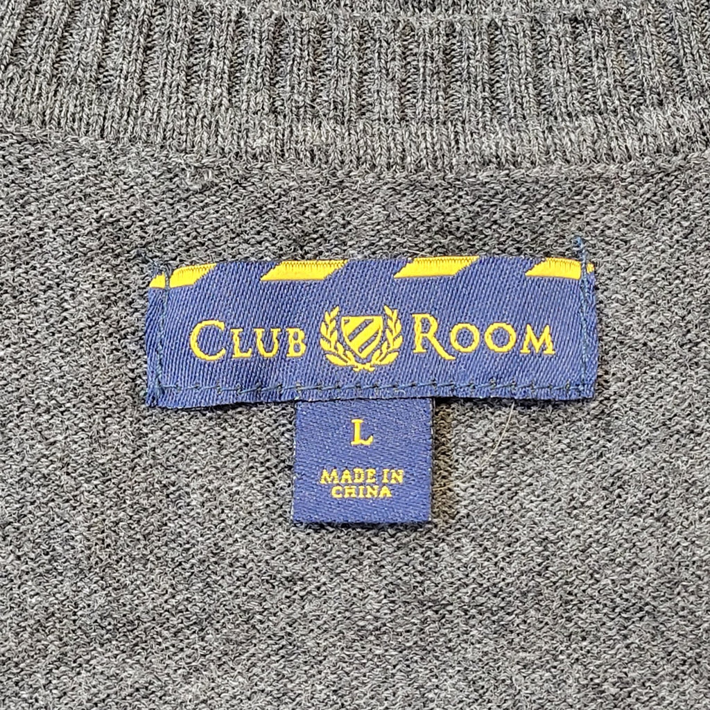 Club Room 90s Vintage Grey Cotton Sweater Vest Men's Size L