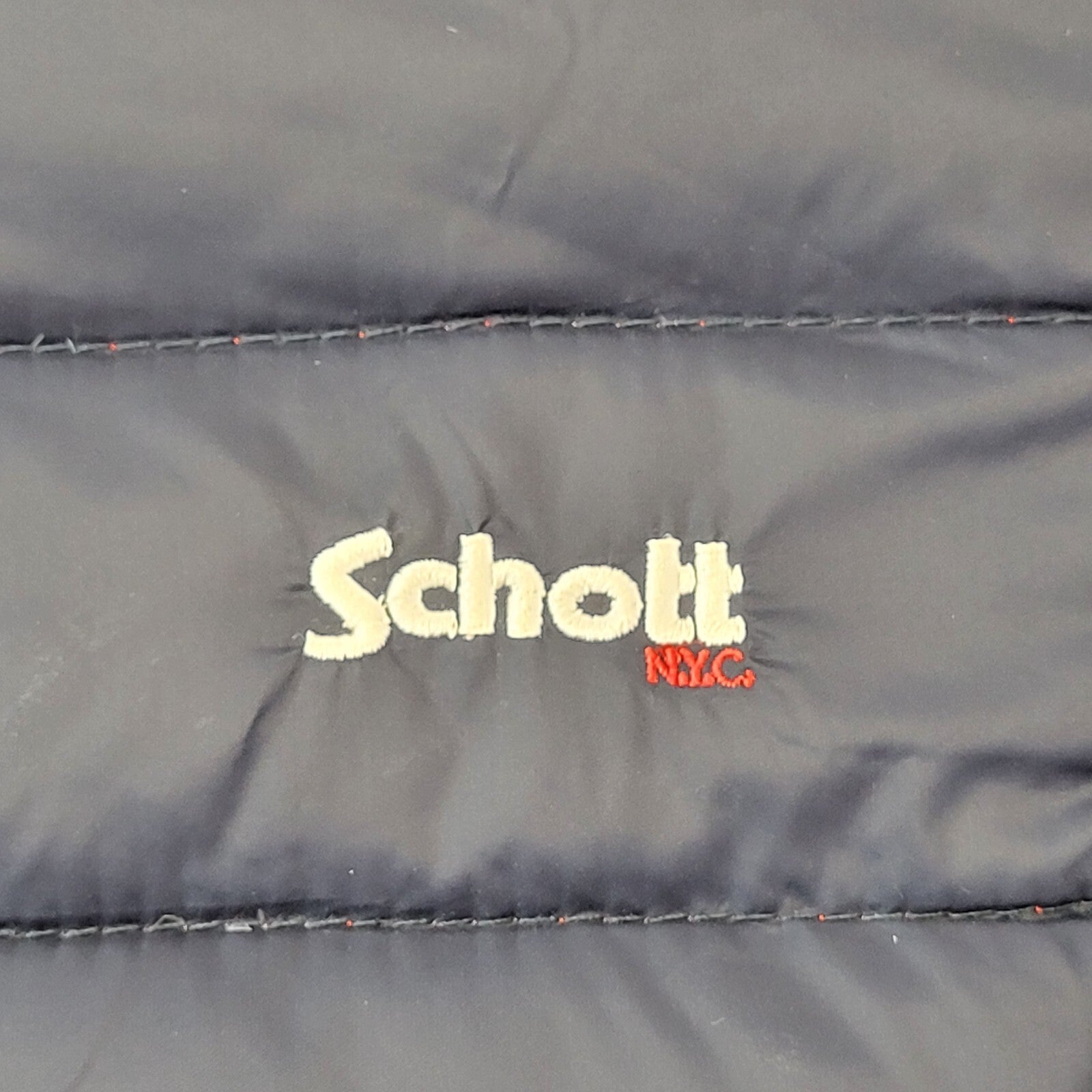 Schott Navy Blue Zip Up Down Quilted Puffer Jacket Women's Size XL