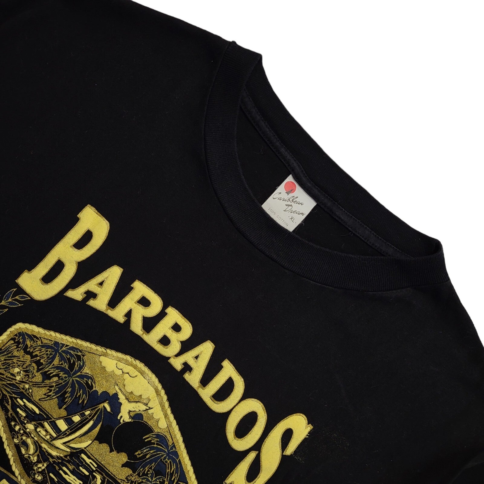 Caribbean Dream Vintage 90s Black Barbados Short Sleeve T-Shirt Mens Size XL
