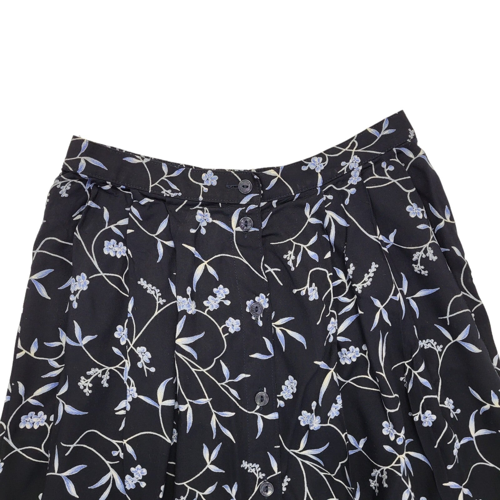 Marks & Spencer 90s Vintage Black Floral Midi Skirt Women's Size 12 W30